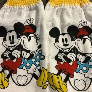 Set of 2 Minnie and Mickey Crochet Top Hanging Kitchen Towels